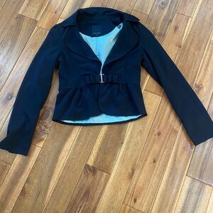 Amisu Black Peplum Belted Blazer Jacket
